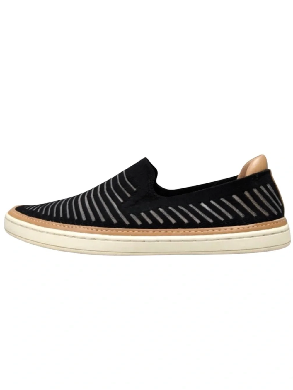 UGG Sammy Breeze Knit Slip On Leather Sneakers Black Size 5.5 Coastal Preppy